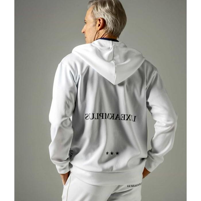 LUXEAKMPLUS パーカー ジップ フーディー ゴルフ M ホワイト LUXE AKM PLUS サイドラインジャージージップパーカー フーディー