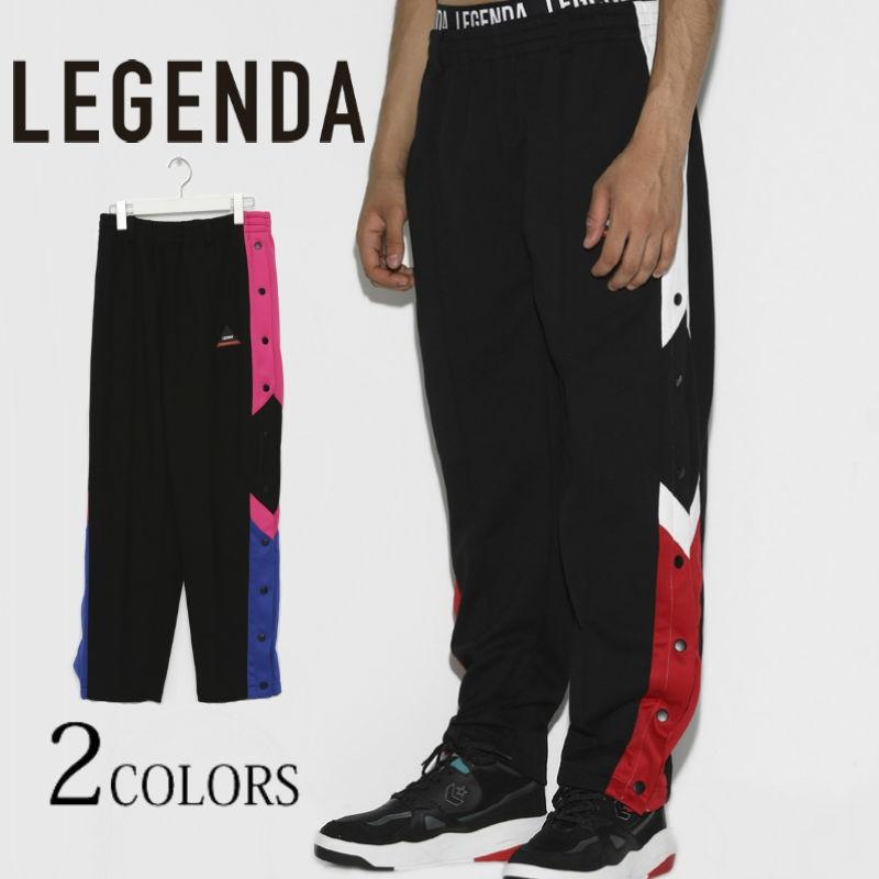 LEGENDA(レジェンダ)Side snap ジャージパンツ メンズ ボトムス スナップボタン　ワイド ルーズシルエット ストリート モテる LEGENDA レジェンダ Side snap ジャージパンツ メンズ ボトムス