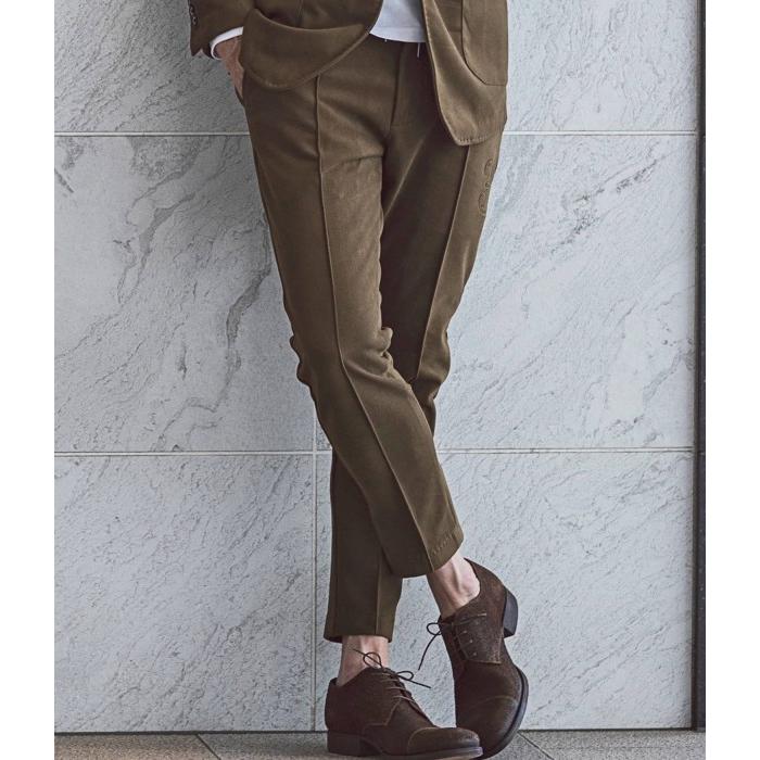 1PIU1UGUALE3 RELAX 3ロゴブラッシュドスラックス メンズ きれいめ