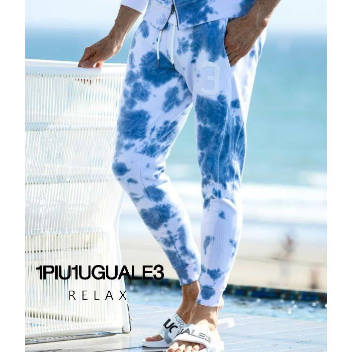 1PIU1UGUALE3 RELAX 3ロゴタイダイスウェットパンツ カジュアル