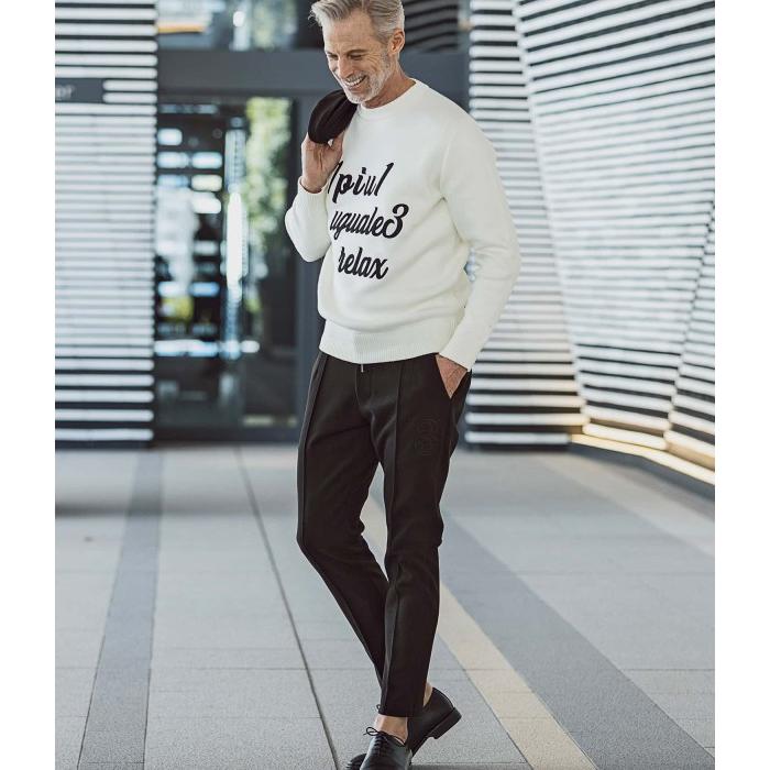 1PIU1UGUALE3 RELAX ロゴアップリクルーネックニット メンズ 男性