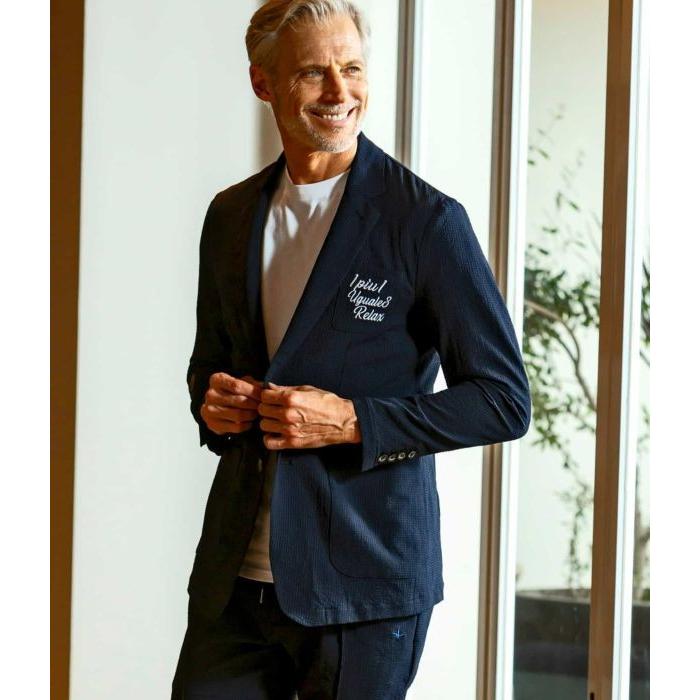 1PIU1UGUALE3 RELAX シアサッカージャケット シングル きれいめ