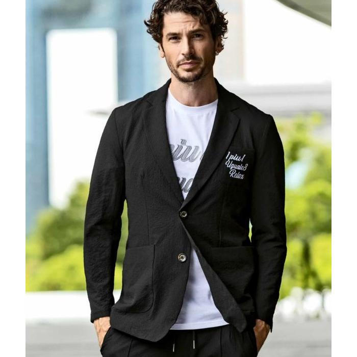 【新品】ウノピュウノ1piu1uguale3/シアサッカージャケット/カーキ6 1PIU1UGUALE3 RELAX シアサッカージャケット シングル きれいめ