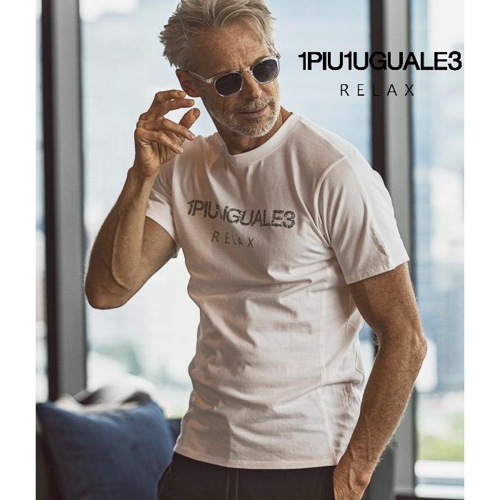 1PIU1UGUALE3 RELAX ランダムラインストーン半袖Tシャツ メンズ