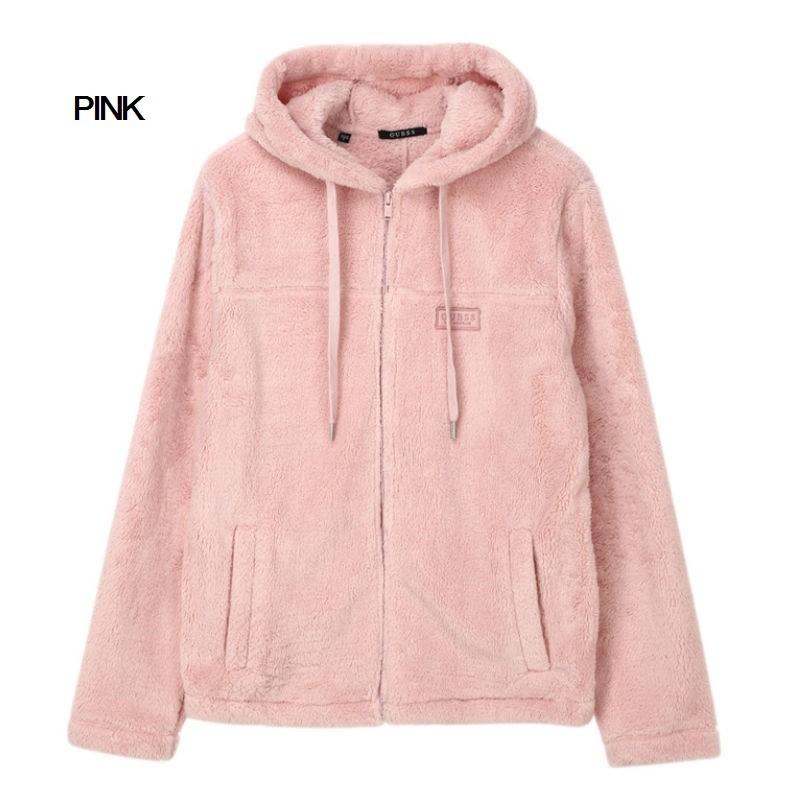 モフモフ GUESS ゲス ミニワッペンフリースパーカー フーディー ボアパーカー