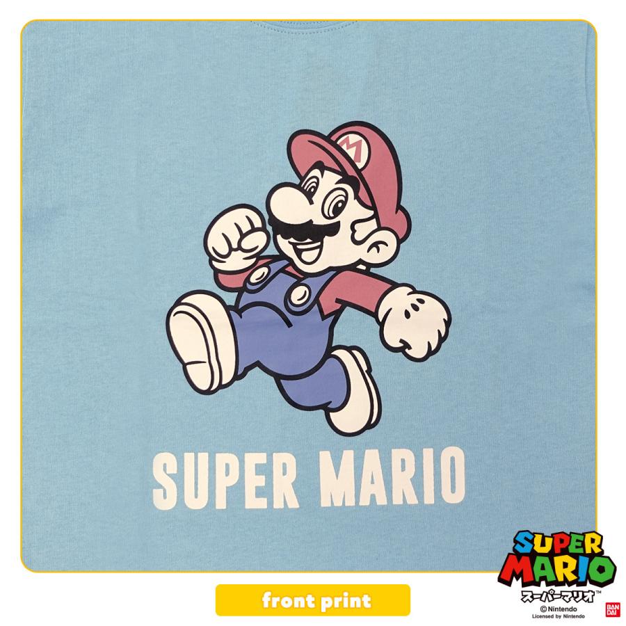 日本限定 スーパーマリオ 子供服 キッズ Tシャツ Kids マリオ ジャンプ サックス 水色 半袖 男の子 女の子 110 1 130 140 Simbcity Net
