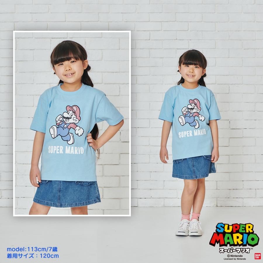 スーパーマリオ 子供服 キッズ Tシャツ Kids マリオ ジャンプ サックス 水色 半袖 男の子 女の子 110 1 130 140 ガレージファインヤフー店 通販 Yahoo ショッピング