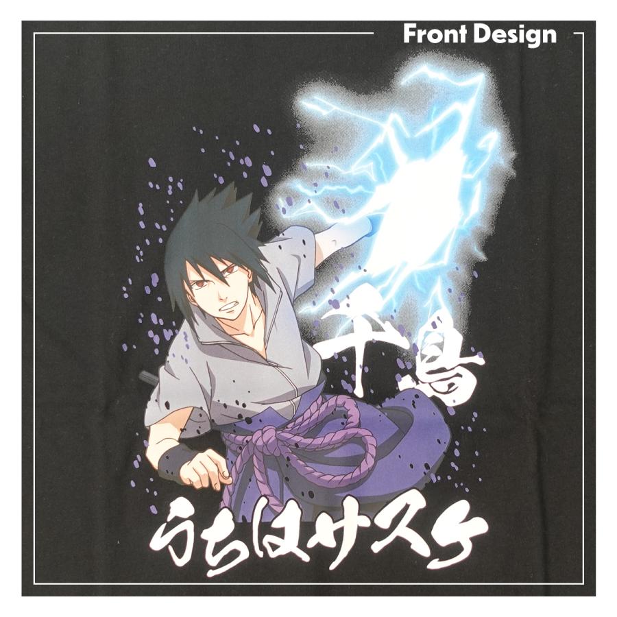 NARUTO ナルト うちはサスケ 千鳥 疾風伝 Tシャツ 半袖 黒 白 NARUTO ナルト うちはサスケ 千鳥 疾風伝 Tシャツ 半袖 黒 白