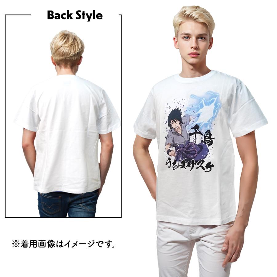NARUTO ナルト うちはサスケ 千鳥 疾風伝 Tシャツ 半袖 黒 白 NARUTO ナルト うちはサスケ 千鳥 疾風伝 Tシャツ 半袖 黒 白