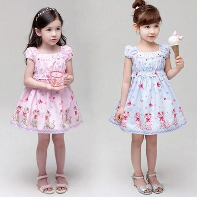 子供服 プードル プリント ワンピース 半袖 スカート 女の子 90 100 110 1 130 140 子供ドレスのhumming K 通販 Yahoo ショッピング