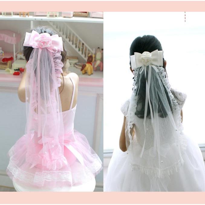 バレッタ ベール付 サテン リボン 女の子 リングガール ヘアアクセサリー 子供服 安い C C 子供ドレスのhumming K 通販 Yahoo ショッピング