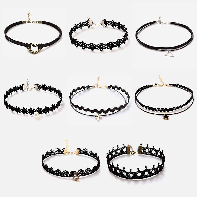 チョーカー ゴシック 女の子 アクセサリー ガール ネックレス ペンダント レース パール スタッズ N033 Sonicacts Com