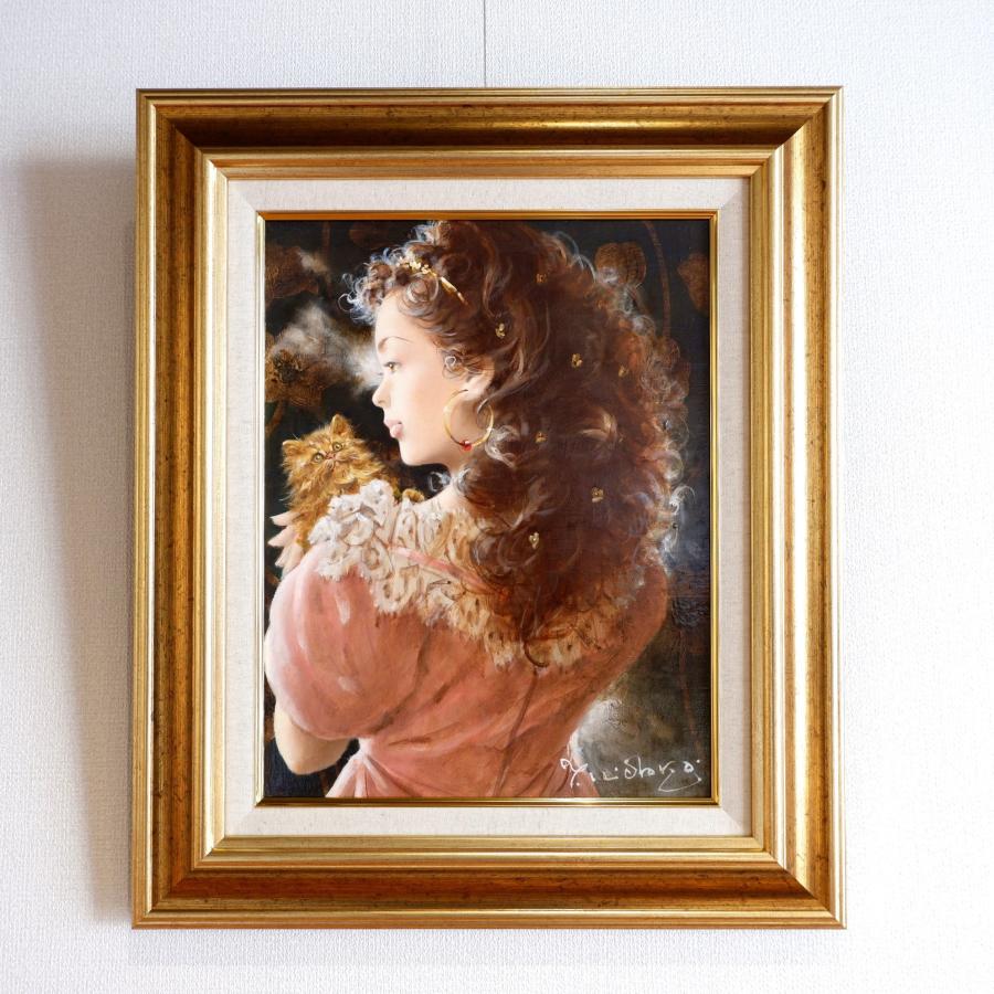 日高康志油絵【優】 金色フレーム SMサイズ