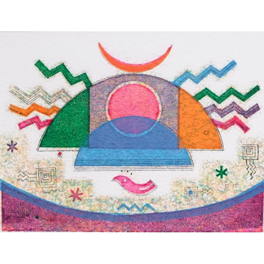 ☆大場正男☆「風」ペーパースクリーン　孔版画　インチサイズ　新品額！ ☆大場正男☆「風」ペーパースクリーン 孔版画 インチサイズ 新品額