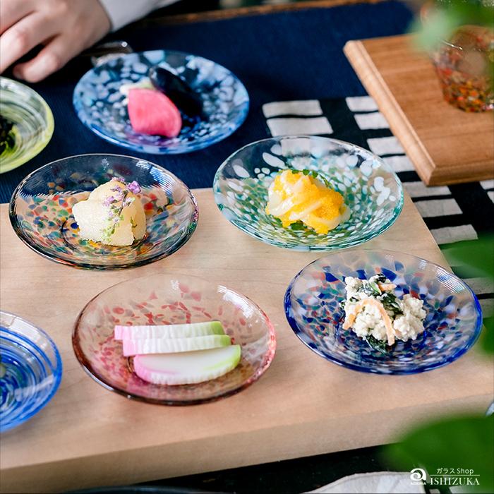 津軽びいどろ 色色豆皿 No.1 ガラス 小皿 手塩皿 ハンドメイド