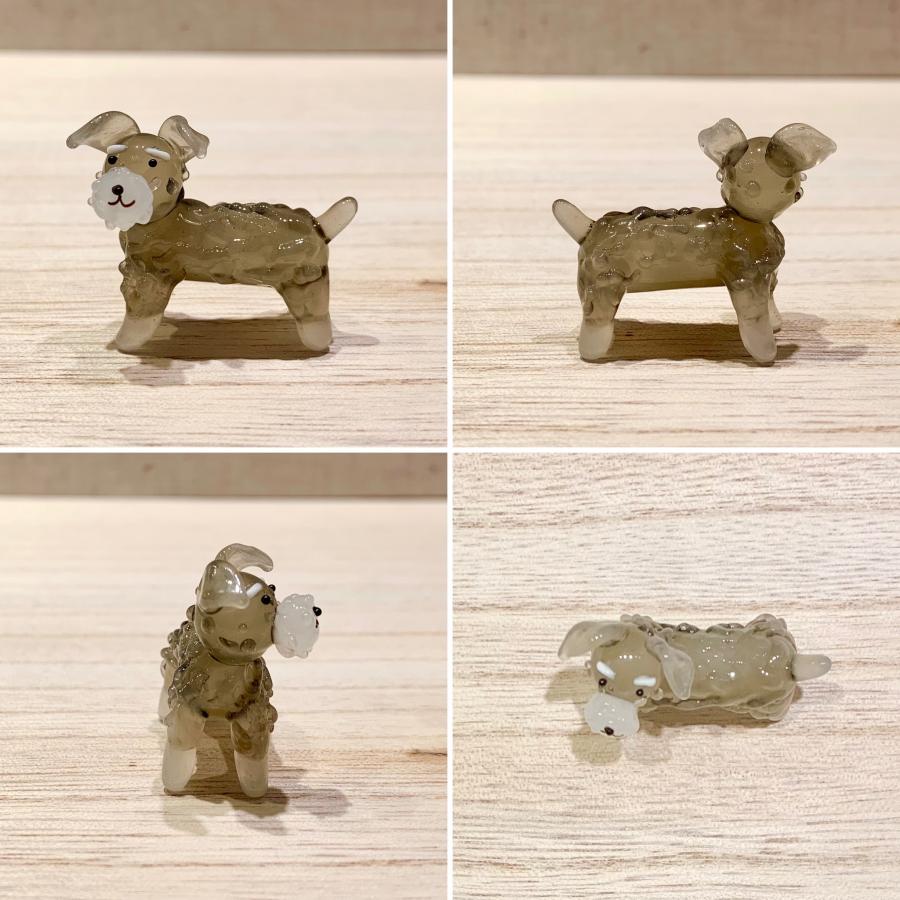 ガラス細工 シュナウザー CA-281 ハンドメイド ミニチュア グレー 灰色