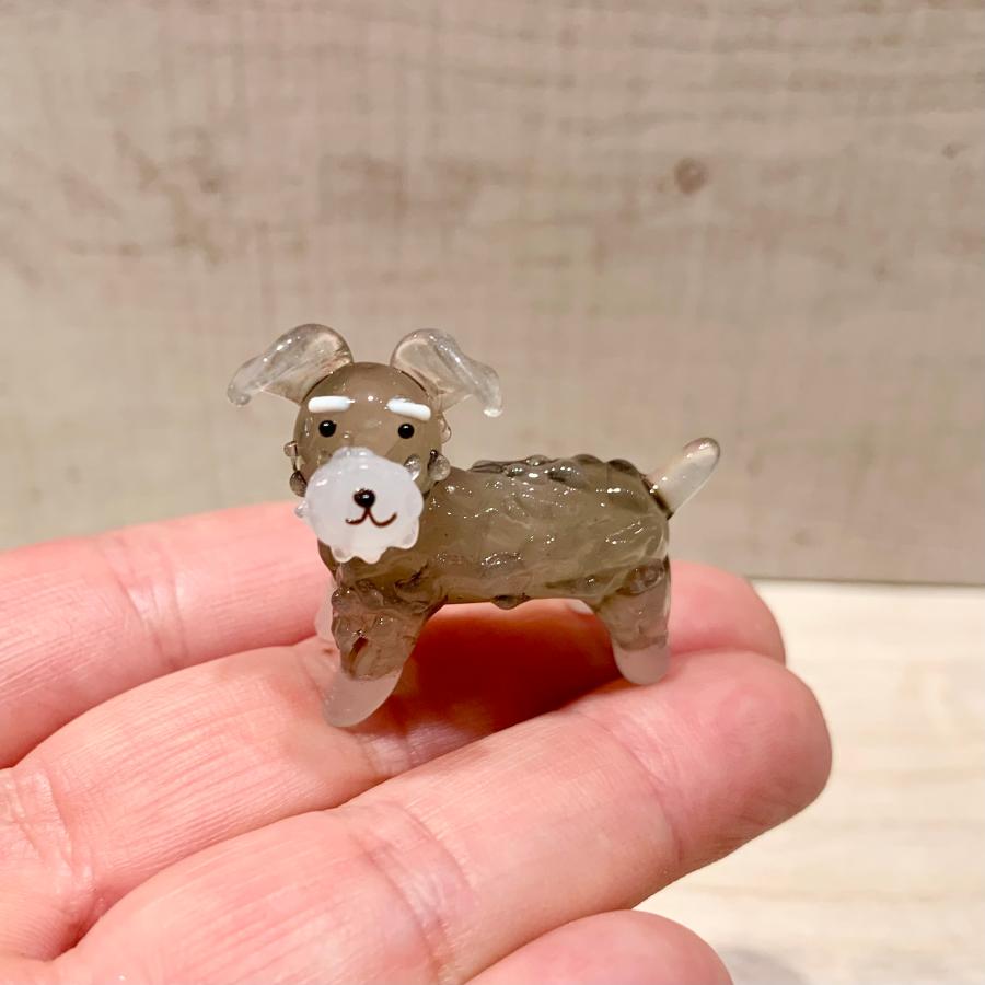 ガラス細工 シュナウザー CA-281 ハンドメイド ミニチュア グレー 灰色