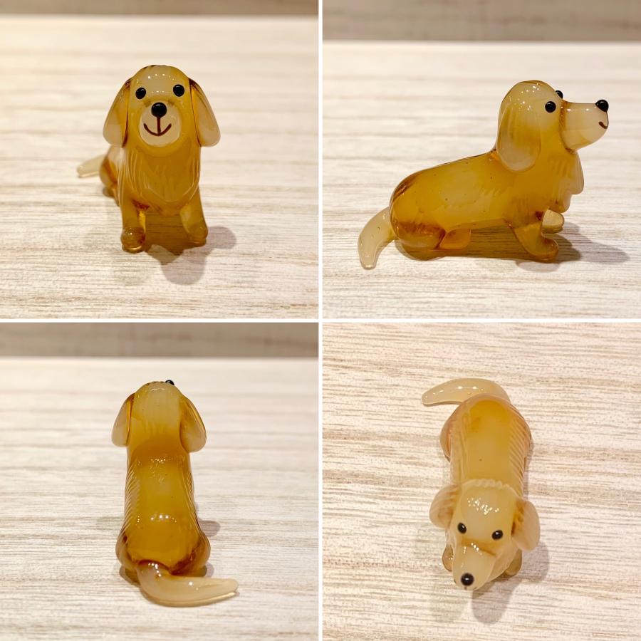 ガラス細工 ダックスフンド CA-282 ハンドメイド ミニチュア 茶色 犬