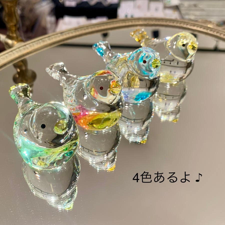 ガラス製コバエトリ ガラス工芸 昭和レトロ ガラス細工 クリスタル ことり イエロー 49-577C ハンドメイド 小鳥