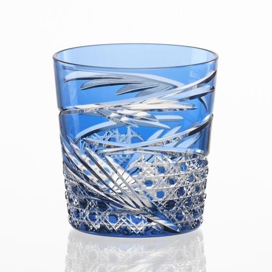 未使用品 カガミクリスタル 江戸切子 ロックグラス ブルー 青 木箱入り KAGAMI CRYSTAL 札幌 西岡店 KAGAMI 江戸切子 カガミクリスタル ロックグラス 青 舞 T577-2944-CCB