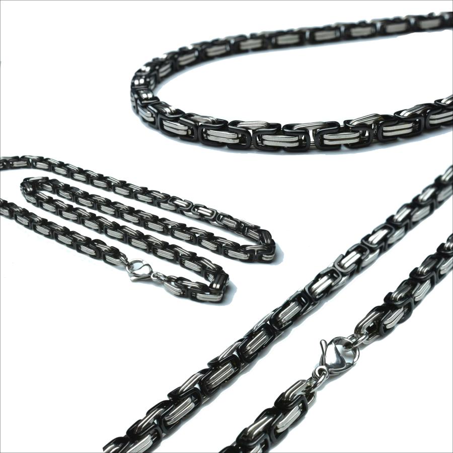 スティールラネックレスチェーン50cmブラックルテコーティング ネックレス チェーン ステンレス ボリューム 長め ロング 6mm