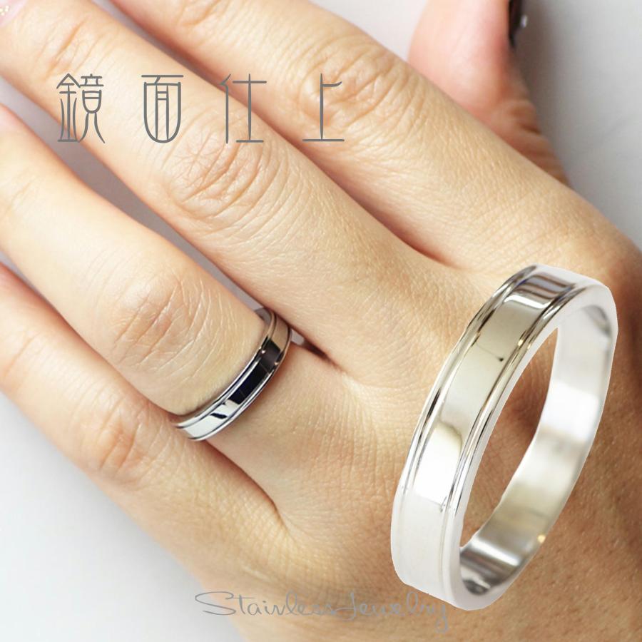 指輪 ステンレス 4mm幅 ダブルライン 金アレ対応 単品 刻印無料 ♪ 上品 カジュアル/ 20代 30代 40代 人気 【 r-0029】 | 