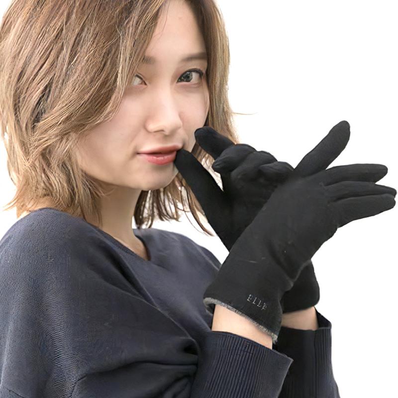 ELLE エル カシミヤ 100% ニット 手袋 レディース 防寒 防風 ELLE エル カシミヤ 100% ニット 手袋 レディース 防寒 防風