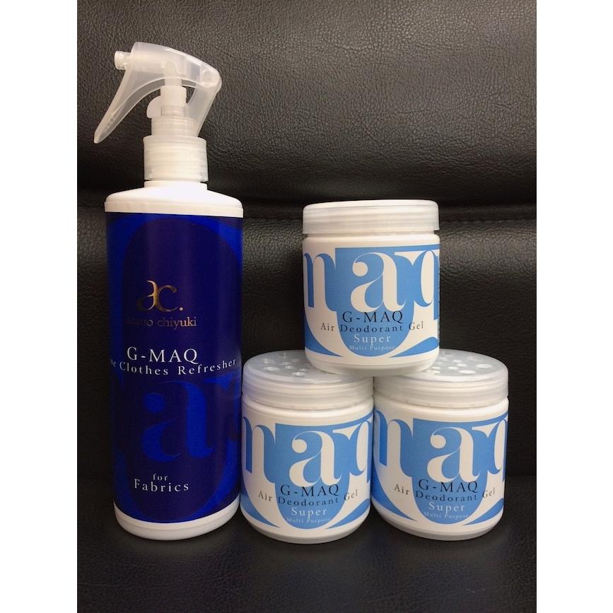 強力消臭剤セット（プロ用） G-MAQ ジーマック 衣類用消臭シワとりスプレー 1本 ＋ 消臭ジェル Super 3個 セット | 