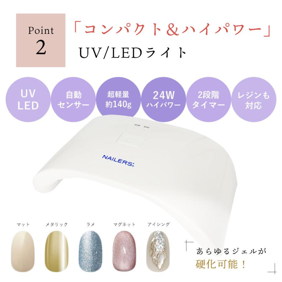 ジェルネイルスターターキット 24WライトUV/LED+国産カラージェル4色+