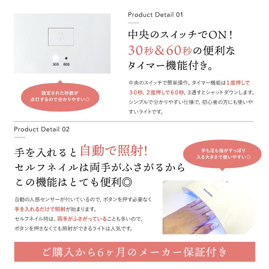 ジェルネイルスターターキット 24WライトUV/LED+国産カラージェル4色+