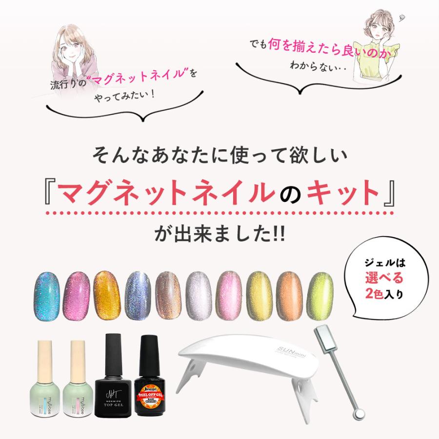 ジェルネイルキット マグネットジェル2色/ベース＋トップ/LED-UV