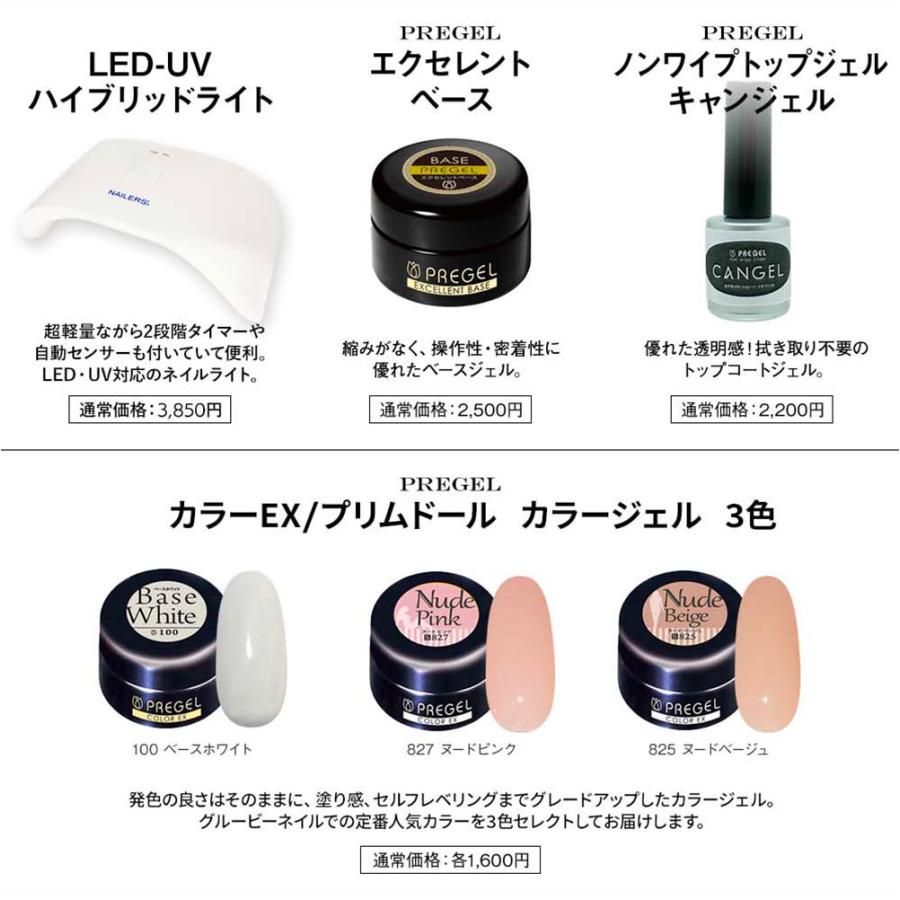 PREGEL プリジェルネイルスターターキット 国産カラージェル3色+UV-LED
