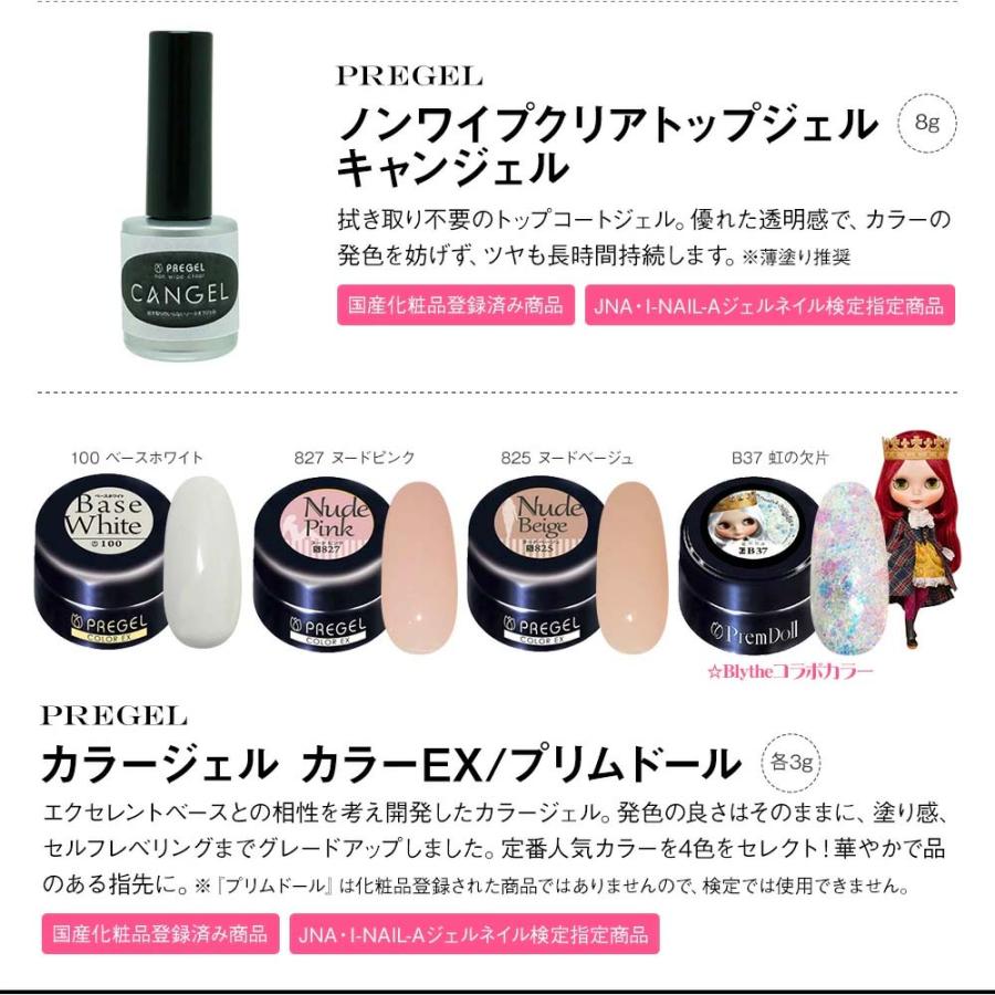 PREGEL 【ライト無】プリジェル ジェルネイルキット 国産カラージェル4