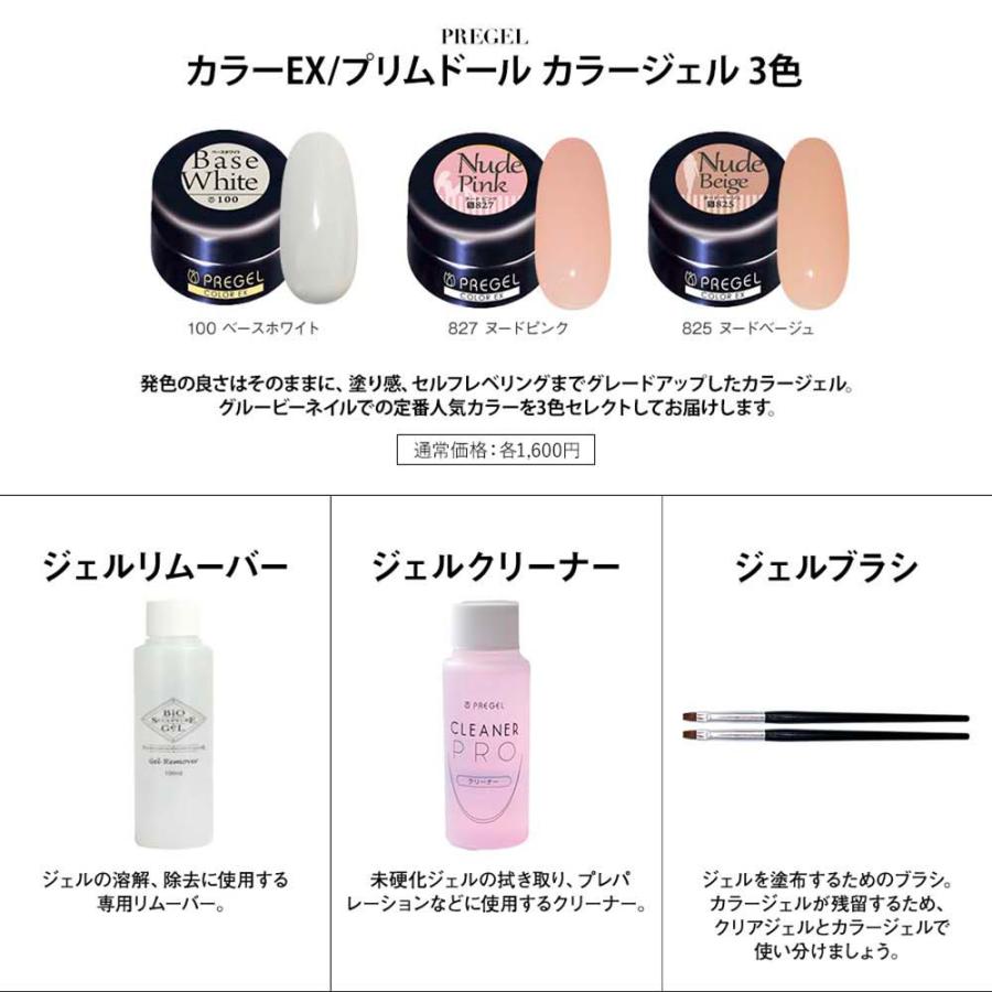 PREGEL 【ライト無】プリジェル ジェルネイルキット 国産カラージェル4