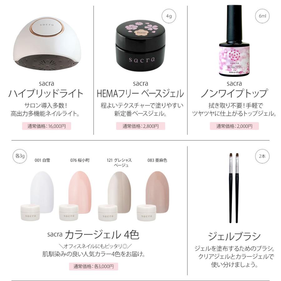 sacra サクラ ジェルネイルスターターキット 国産カラージェル4色+UV
