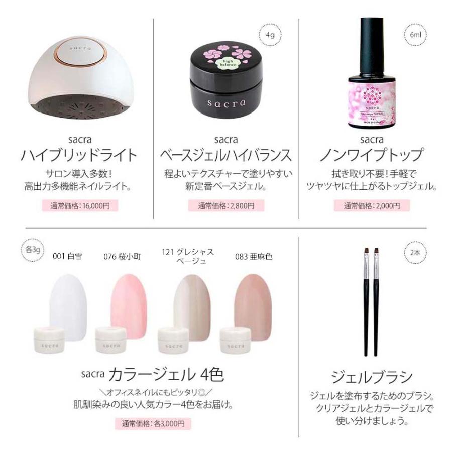 sacra サクラ ジェルネイルスターターキット 国産カラージェル4色+UV