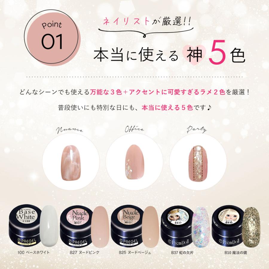 PREGEL プリジェル ジェルネイル カラージェル5色＋ブラシセット