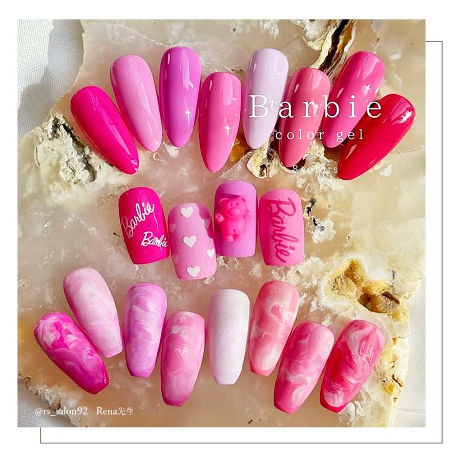 超希少第三弾　Barbie ジェルネイルセット バービー Barbie カラージェル 3g 全6色 PK01M~08M ピンクシリーズ