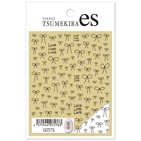 TSUMEKIRA es ツメキラ ネイルシール 手書きリボン 黒 ブラック サイズ