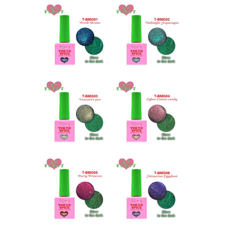 TOY's × INITY 光るギャルマグ 7ml 6色セット T-BMG01~06 蓄光