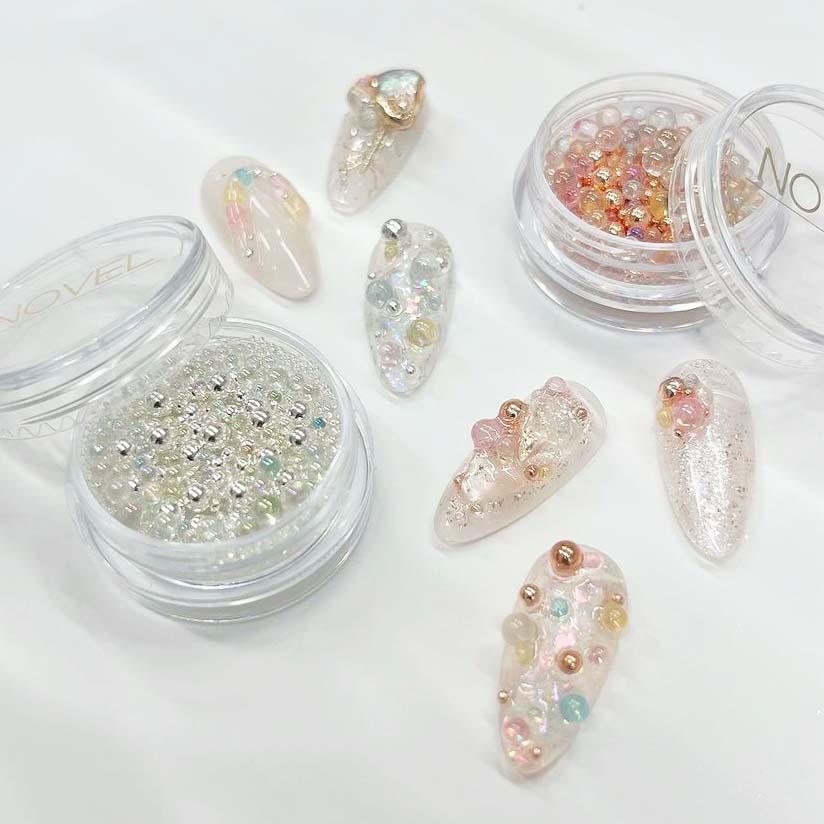 ほぼ未使用品　NOVEL ジェルネイル　パウダー　パーツセット NOVEL Aurora grainy 6g 全2色 sugar/candy クリアボール ブリオン mix