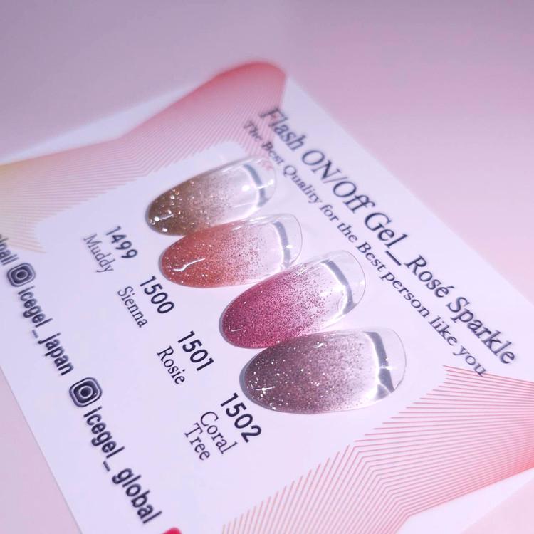 新品未使用/ICEGEL ローズスパークルジェル 4色セット アイスジェル ICE GEL A BLACK オンオフジェル ロゼスパークル