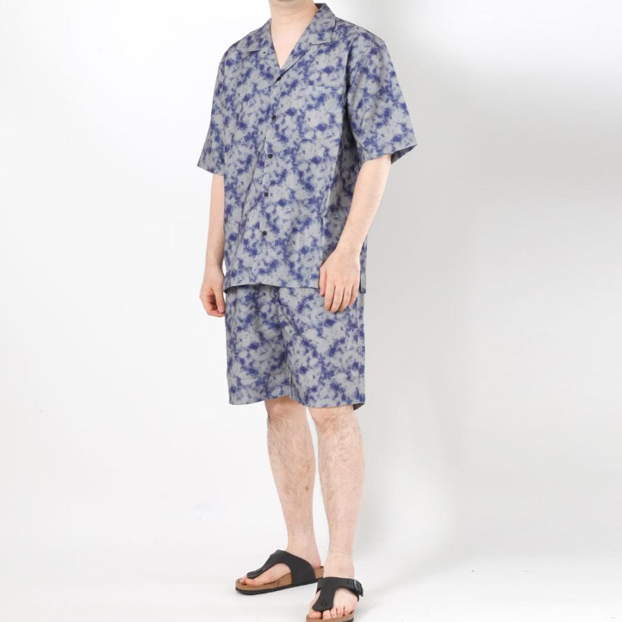 メンズ おしゃれ 夏 セットアップ 上下 オープンカラー 開衿 シャツ