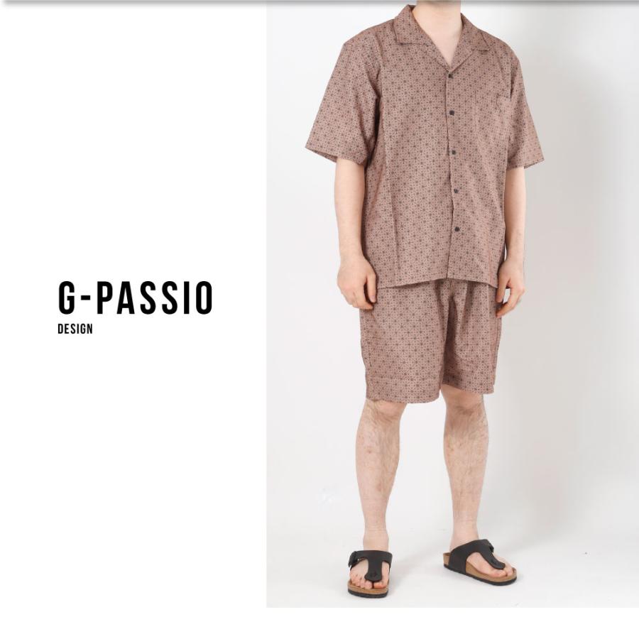 メンズ おしゃれ 夏 セットアップ 上下 オープンカラー 開衿 シャツ