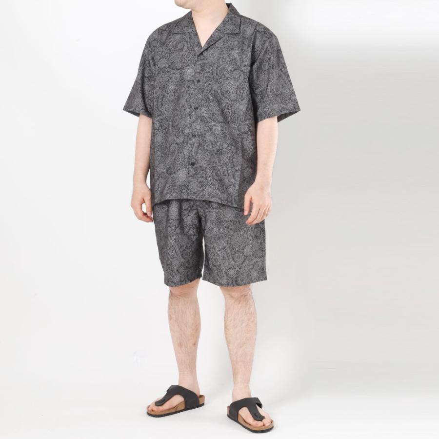 メンズ おしゃれ 夏 セットアップ 上下 オープンカラー 開衿 シャツ