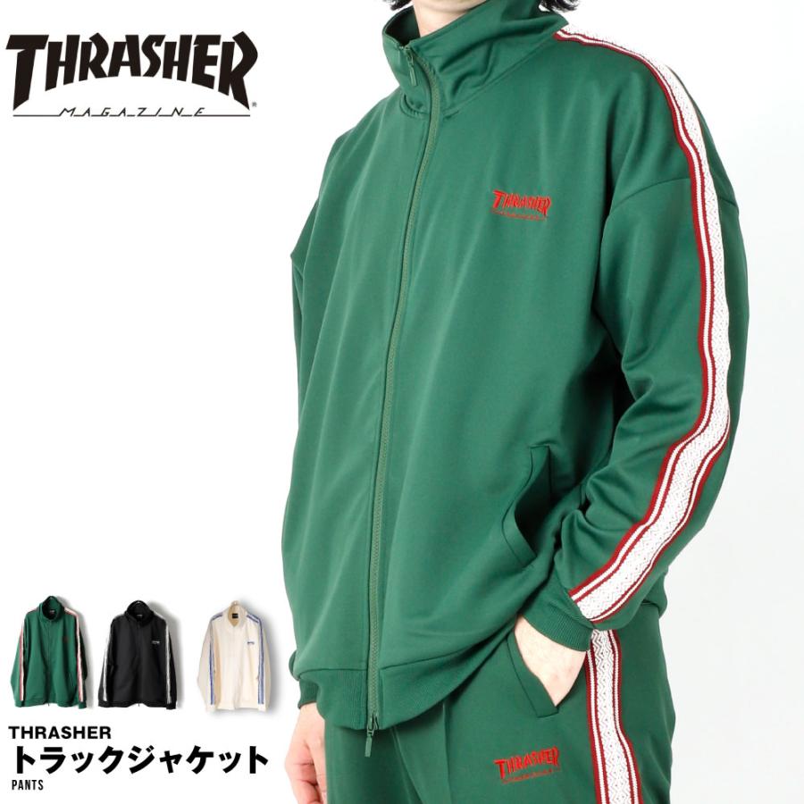 THRASHER ダークグリーン ジャケット パンツ セット THRASHER（スラッシャー） トラックジャケット ラインジャケット