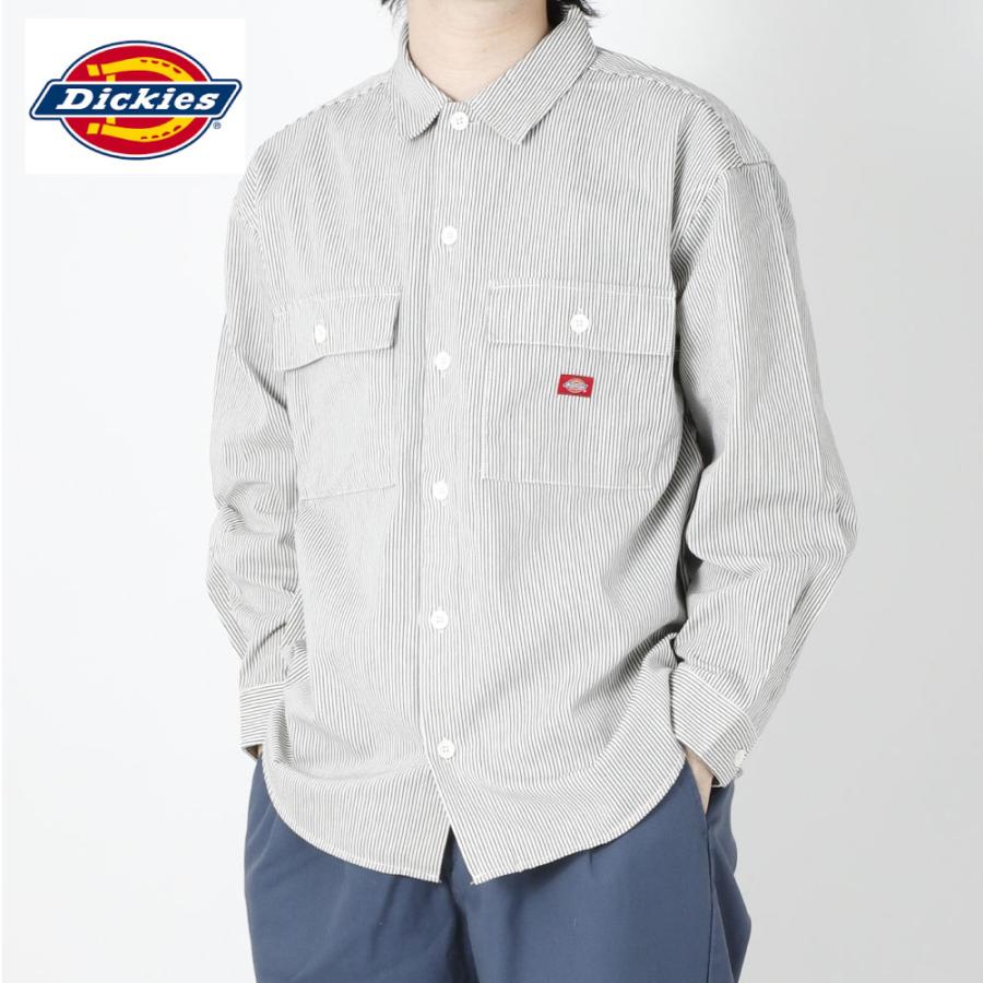 Dickies ワークシャツ ディッキーズ メンズ レディース おしゃれ 人気 ワーク シャツ ストライプ ヒッコリー ブラック グリーン｜g-passio｜04