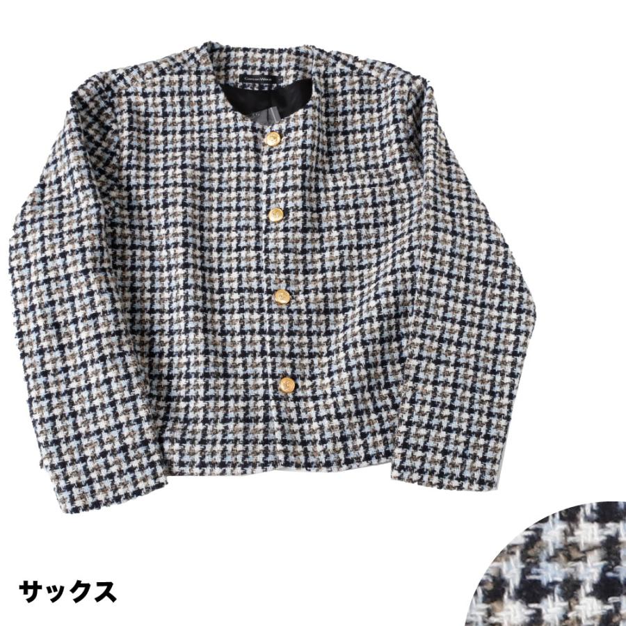 ツイードジャケット ノーカラージャケット ノーカラー ツイード