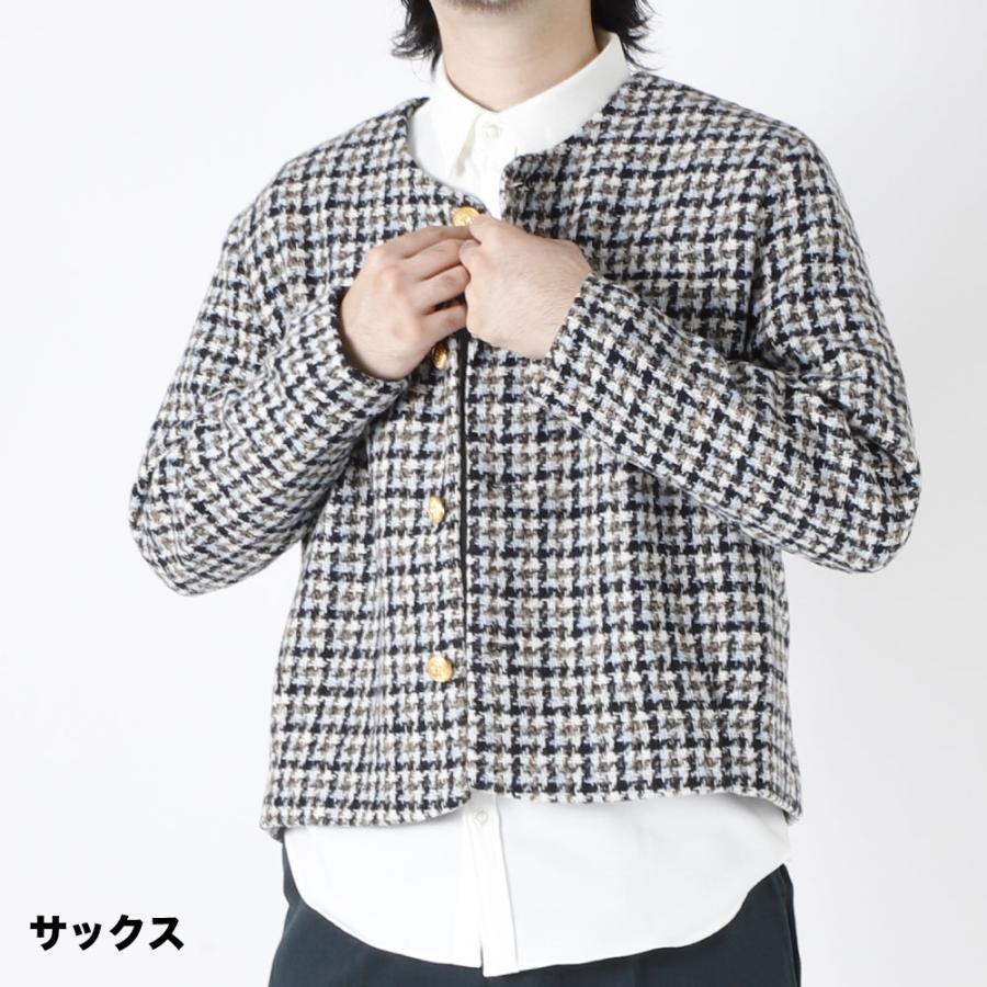 ツイードジャケット ノーカラージャケット ノーカラー ツイード