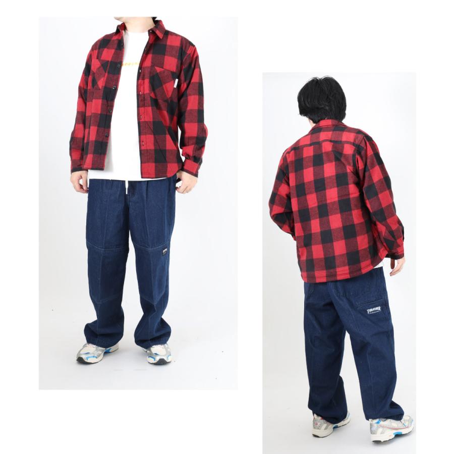 裏ボア チェックシャツ 裏起毛 ネルシャツ シャツ メンズ レディース